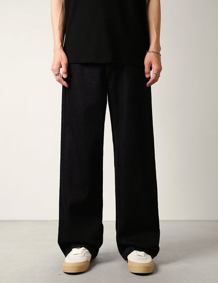 Black Loose Drape Wide-Leg Denim Jeans for Men - S / Black - Men’s Jeans