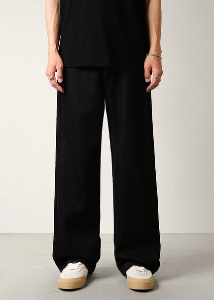 Black Loose Drape Wide-Leg Denim Jeans for Men - S / Black - Men’s Jeans
