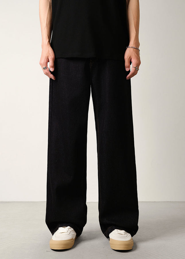 Black Loose Drape Wide-Leg Denim Jeans for Men - S / Black - Men’s Jeans