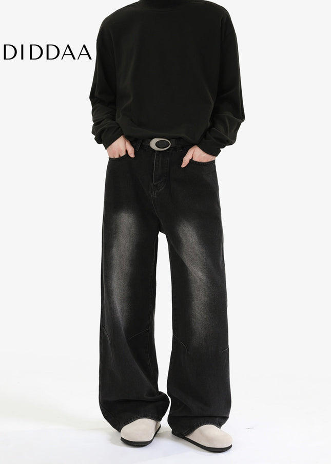 Black Loose Fit Casual Straight Jeans for Men - Men’s Jeans