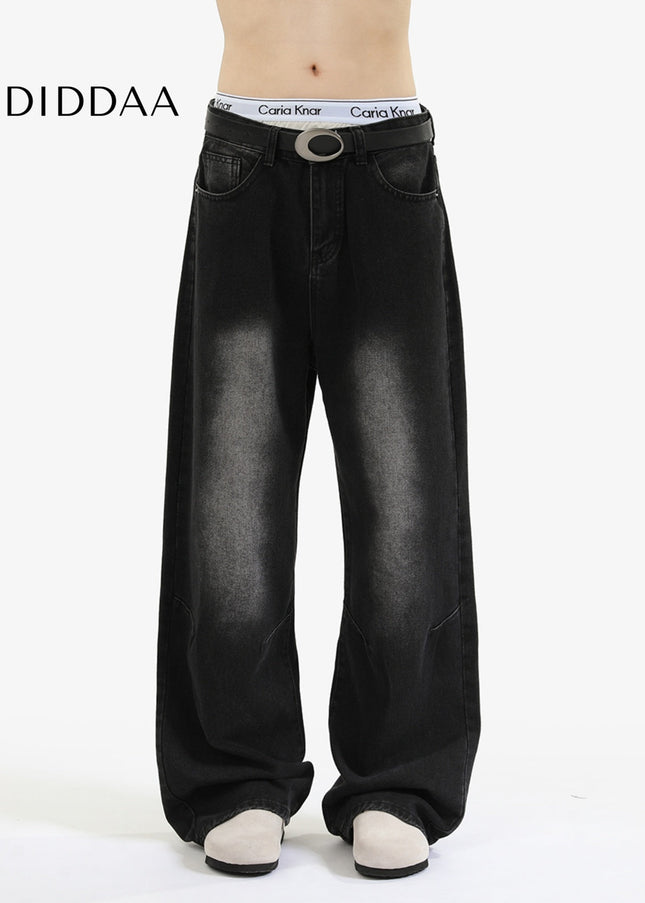 Black Loose Fit Casual Straight Jeans for Men - Men’s Jeans