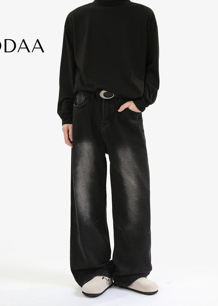 Black Loose Fit Casual Straight Jeans for Men - S / Black - Men’s Jeans