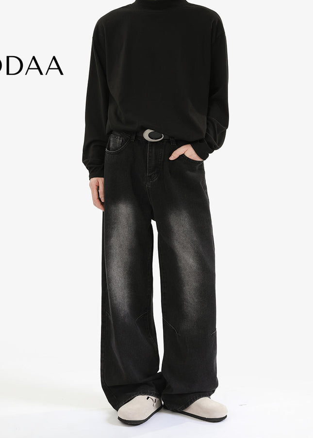 Black Loose Fit Casual Straight Jeans for Men - S / Black - Men’s Jeans
