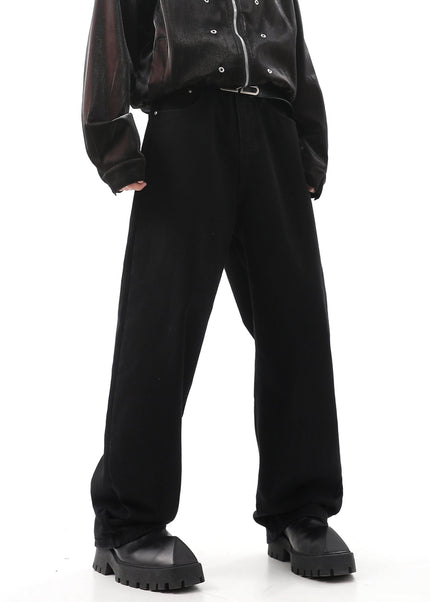 Black Loose Fit Coconut Embroidered Wide Leg Jeans - Men’s Jeans