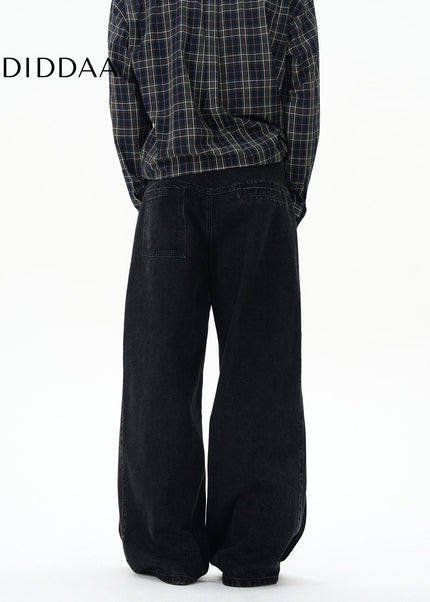 Black Loose Fit Cotton Jeans for Trendy Street Style - Women’s Jeans