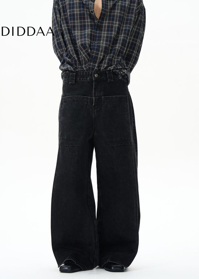 Black Loose Fit Cotton Jeans for Trendy Street Style - Women’s Jeans