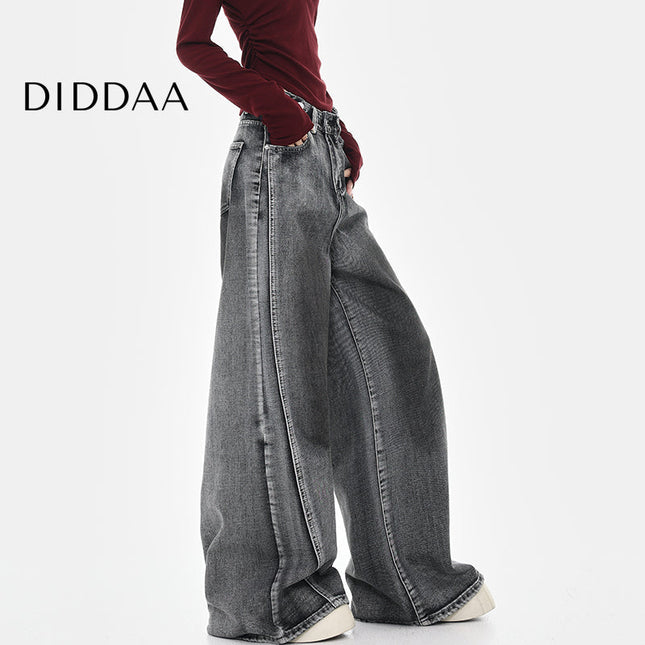 Black Loose Fit Cotton Wide Leg Jeans - S / Vintage Blue - Women’s Jeans