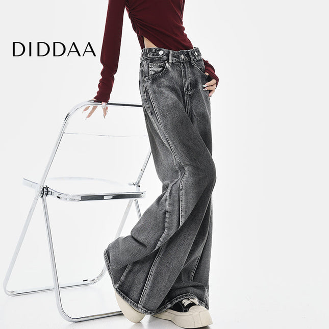 Black Loose Fit Cotton Wide Leg Jeans - Women’s Jeans