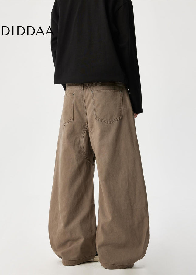 Black Loose Fit Deconstruction Curved Knife Jeans - Men’s Jeans