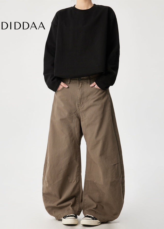 Black Loose Fit Deconstruction Curved Knife Jeans - Men’s Jeans