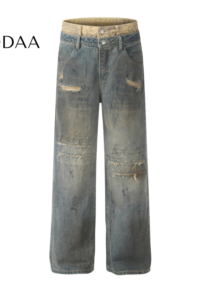 Black Loose Fit Double Waist Jeans for Men and Women - S / Blue - Women’s Jeans