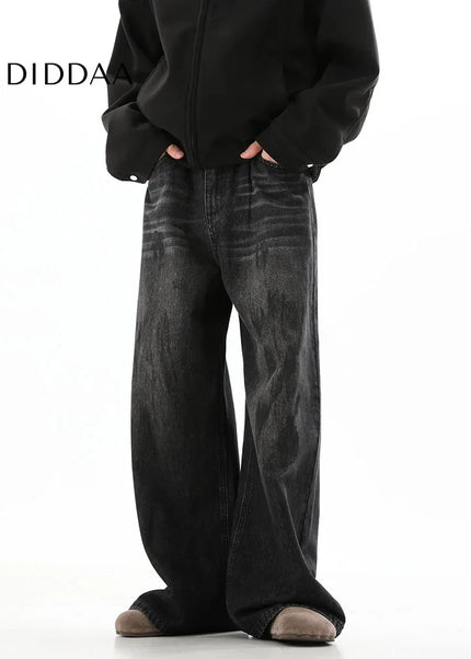 Black Loose Fit Graffiti Wide-Legged Jeans - Men’s Jeans