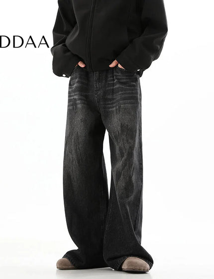 Black Loose Fit Graffiti Wide-Legged Jeans - S / Black - Men’s Jeans