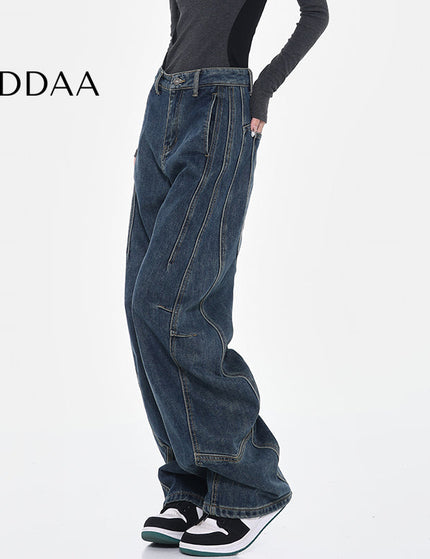 White Loose Fit Scimitar Jeans Women’s Wide Leg Pants - S / Dark Blue - Women’s Jeans