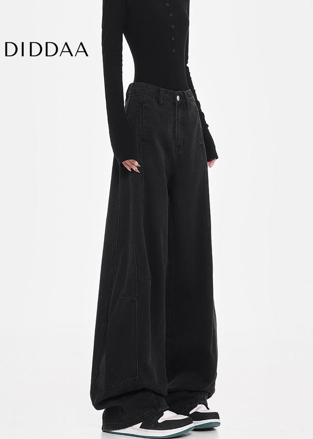 Black Loose Fit High Street Scimitar Jeans Women’s Pants - Women’s Jeans