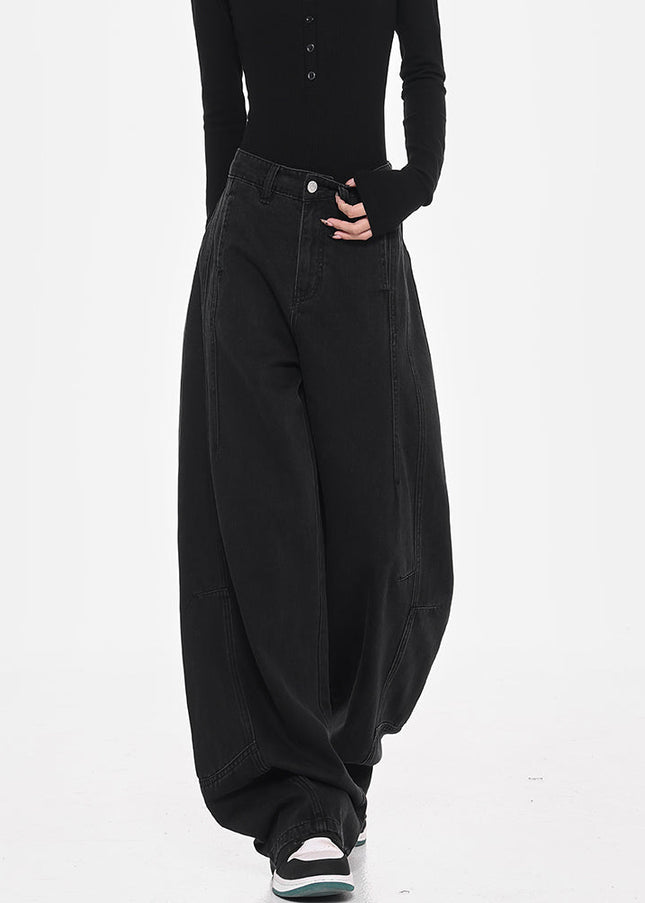 Black Loose Fit High Street Scimitar Jeans Women’s Pants - Women’s Jeans