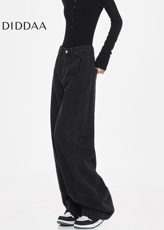 Black Loose Fit High Street Scimitar Jeans Women’s Pants - Women’s Jeans