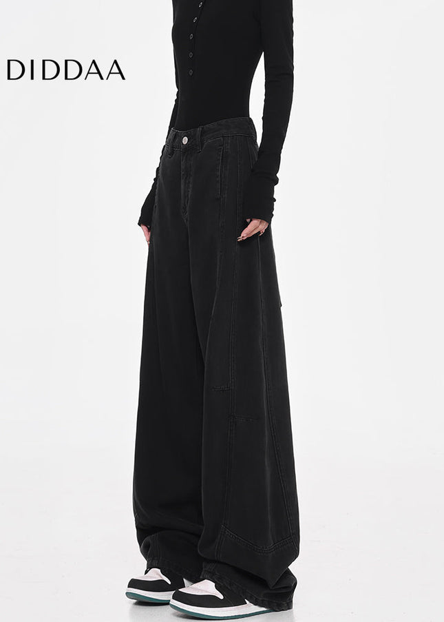 Black Loose Fit High Street Scimitar Jeans Women’s Pants - Women’s Jeans