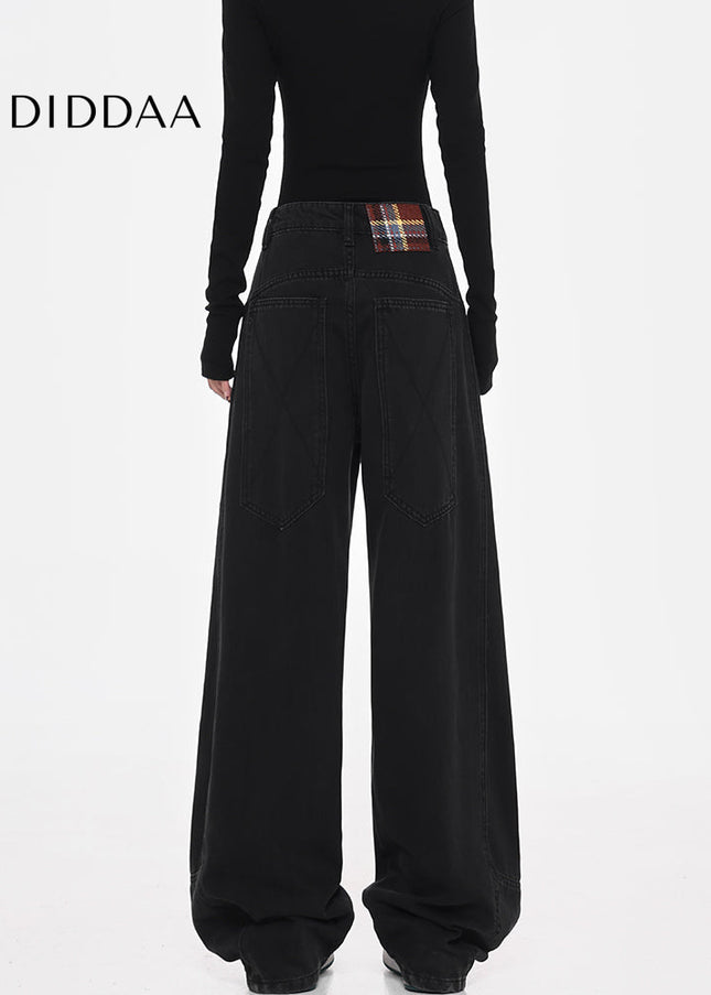 Black Loose Fit High Street Scimitar Jeans Women’s Pants - Women’s Jeans