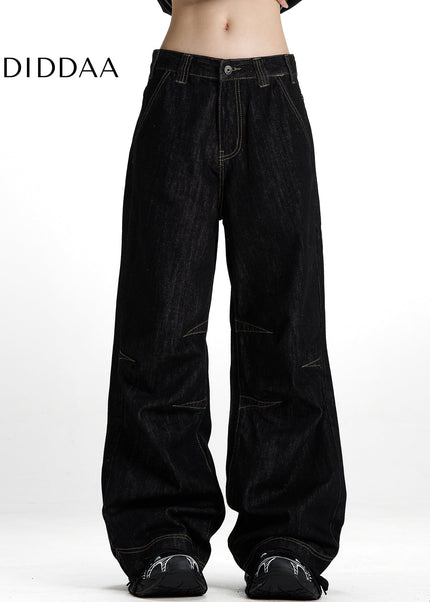 Black Loose Fit Retro Wide-Leg Jeans for Men - Men’s Jeans