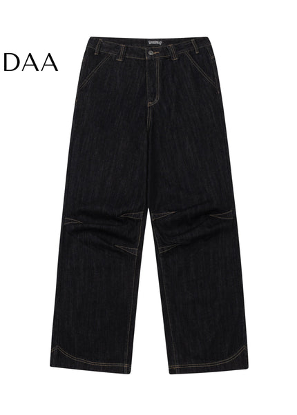 Black Loose Fit Retro Wide-Leg Jeans for Men - XS / Black - Men’s Jeans