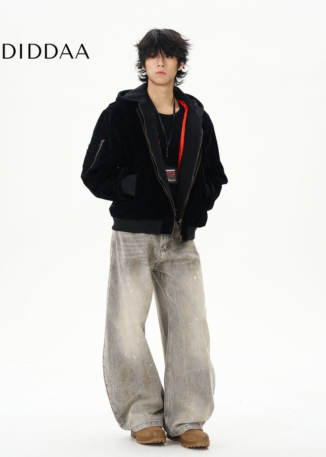 Black Loose Fit Splashed Ink Jeans for Couples - Women’s Jeans