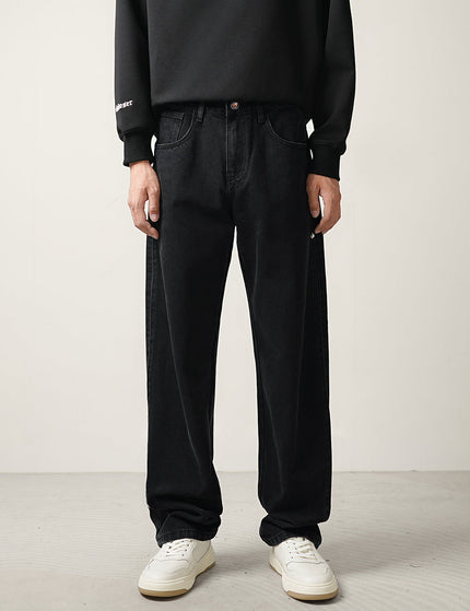 Black Loose Fit Straight Wide-Leg Jeans for Men - 28 / Black - Men’s Jeans