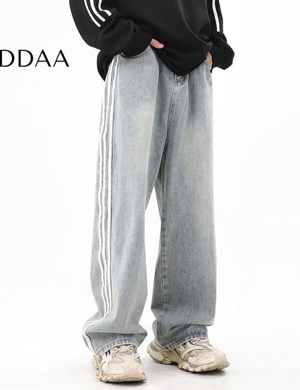 Black Loose Fit Three-Bar Stripe Jeans - S / Blue - Men’s Jeans