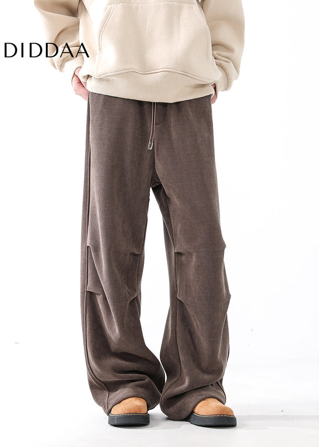 Black Loose Fit Velvet Sweatpants for Men - Unisex Sweatpants