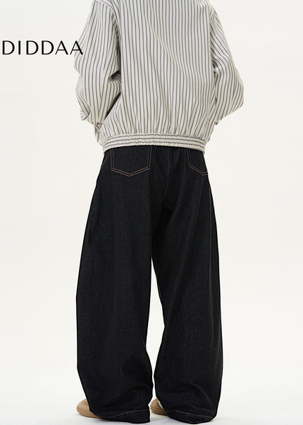 Black Loose Fit Vintage Denim Wide-Leg Jeans - Men’s Jeans