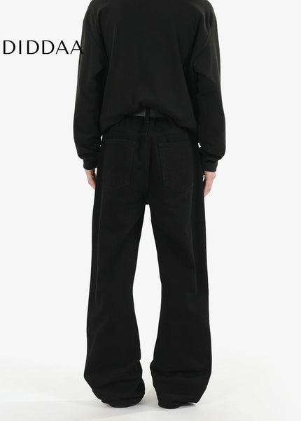 Black Loose Fit Vintage Wash Bootcut Jeans - Men’s Jeans