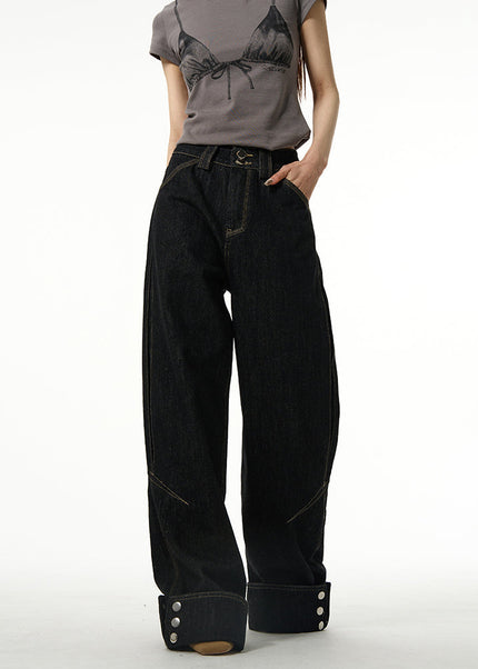 Black Loose Fit Wide Leg Jeans for Men - Women’s Jeans