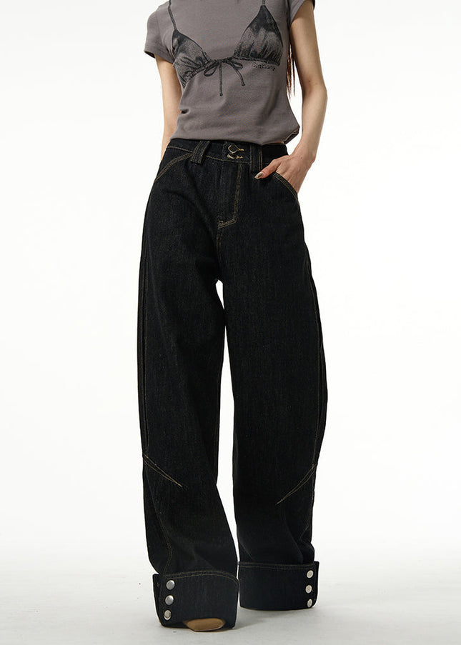 Black Loose Fit Wide Leg Jeans for Men - Women’s Jeans