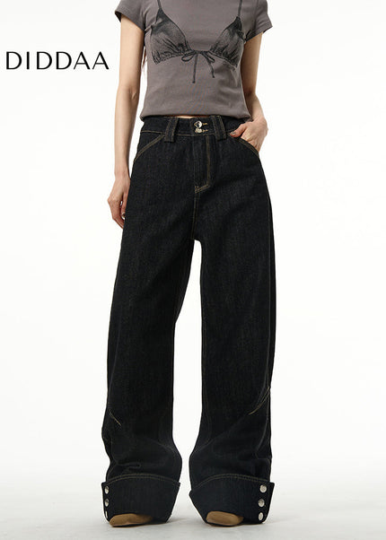 Black Loose Fit Wide Leg Jeans for Men - Women’s Jeans