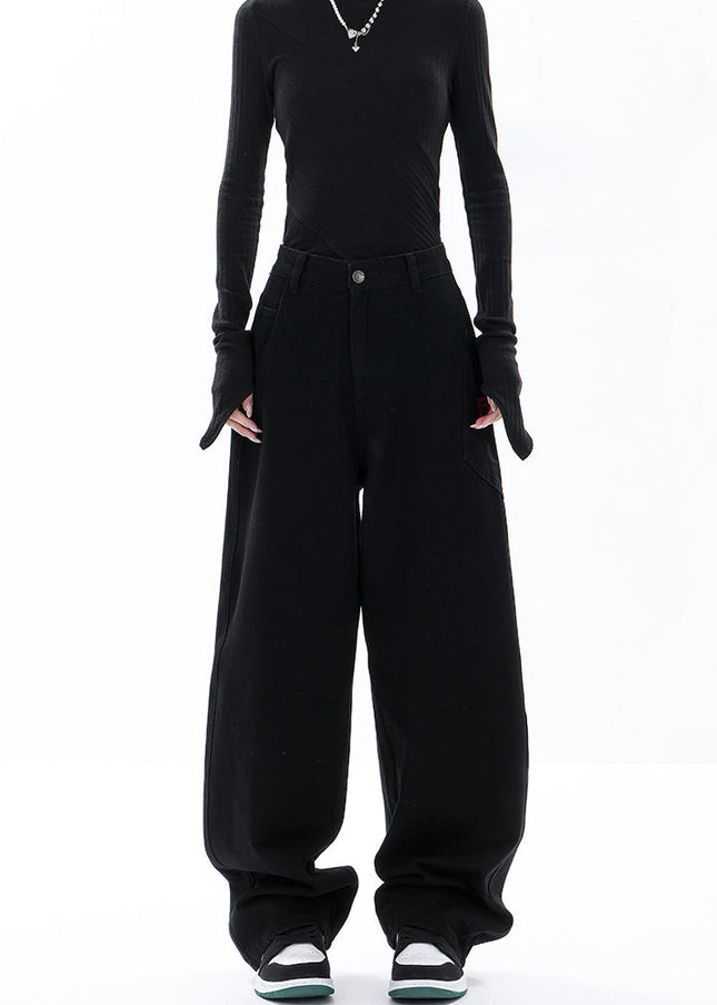 Black Loose Fit Wide Leg Jeans for Women - Women’s Jeans
