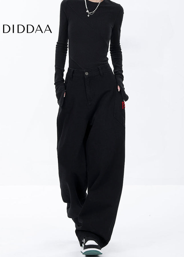 Black Loose Fit Wide Leg Jeans for Women - Women’s Jeans