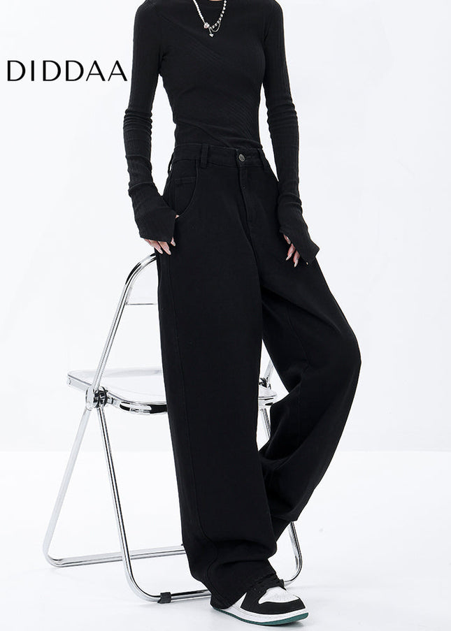 Black Loose Fit Wide Leg Jeans for Women - Women’s Jeans