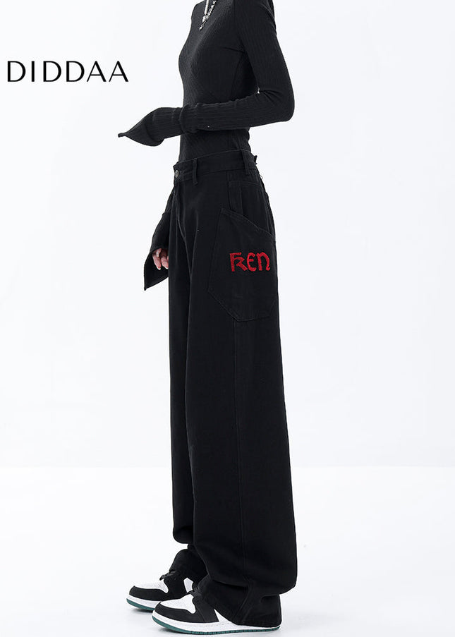 Black Loose Fit Wide Leg Jeans for Women - Women’s Jeans