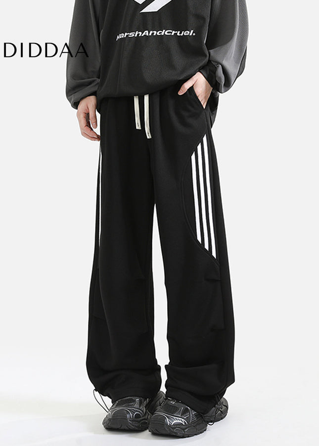 Black Loose Fit Wide-Leg Sweatpants for Men - Unisex Sweatpants