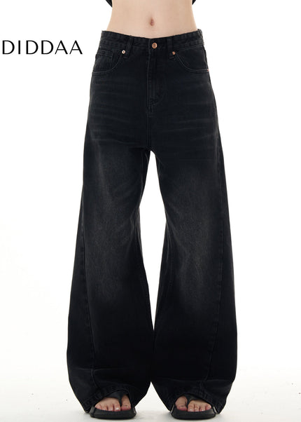 Black Loose Straight Vintage Wash Jeans for Men and Women - Men’s Jeans