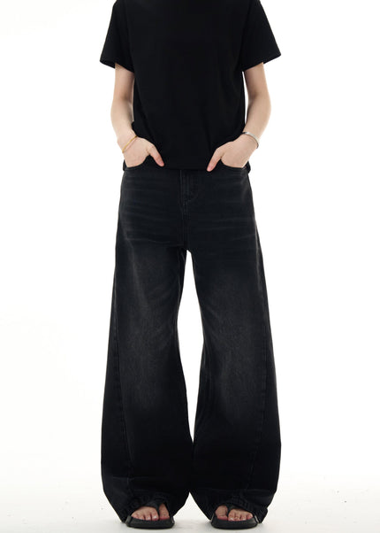 Black Loose Straight Vintage Wash Jeans for Men and Women - Men’s Jeans