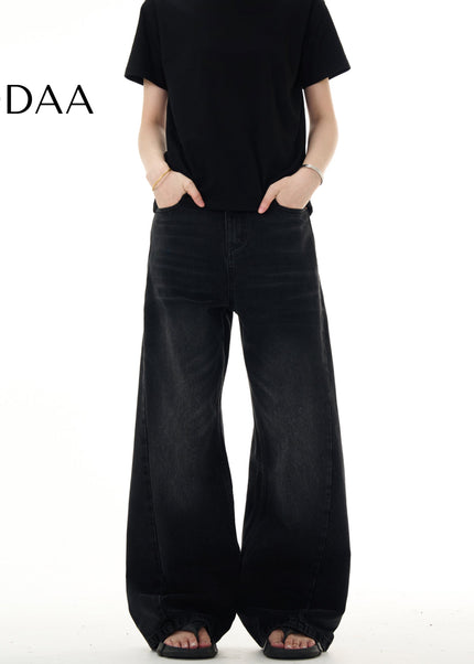 Black Loose Straight Vintage Wash Jeans for Men and Women - S / Black - Men’s Jeans