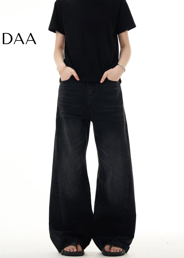 Black Loose Straight Vintage Wash Jeans for Men and Women - S / Black - Men’s Jeans