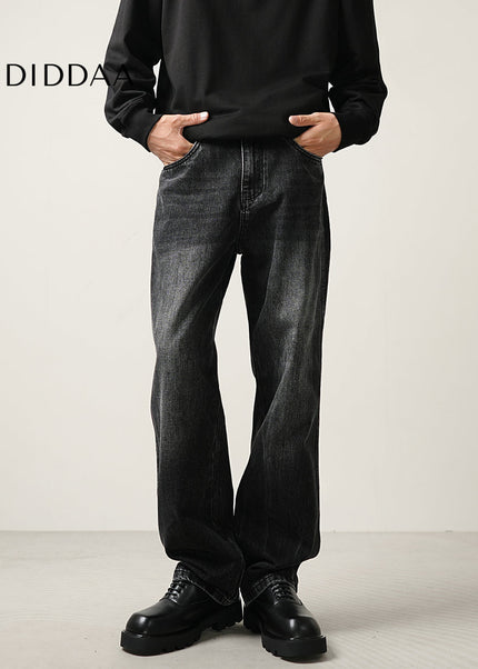Black Loose Straight Wide Leg Jeans for Men - Men’s Jeans