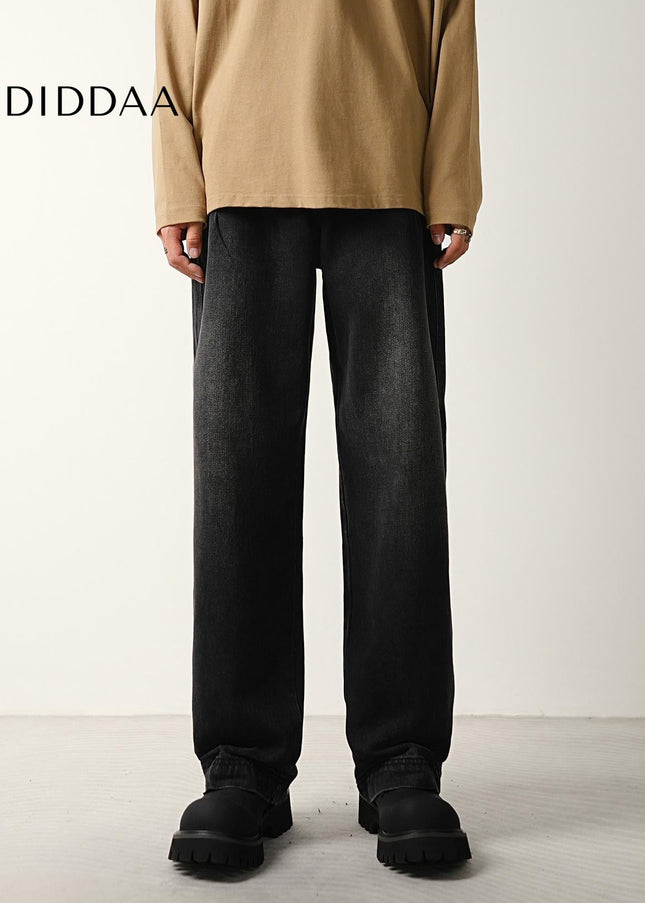 Black Loose Wide-Leg Straight Leg Jeans for Men - Men’s Jeans