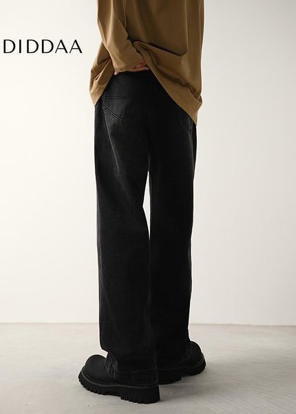 Black Loose Wide-Leg Straight Leg Jeans for Men - Men’s Jeans