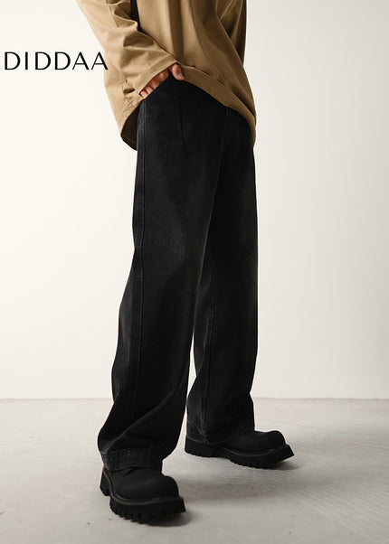 Black Loose Wide-Leg Straight Leg Jeans for Men - Men’s Jeans