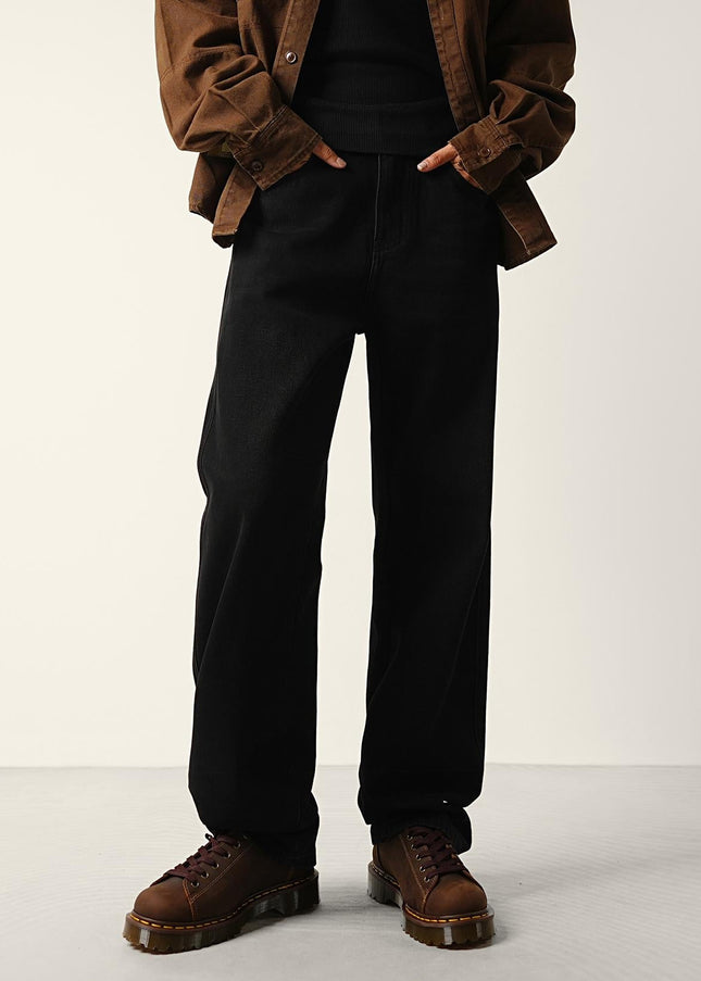 Black Loose Wide Straight Jeans for Men Casual Trend - Men’s Jeans