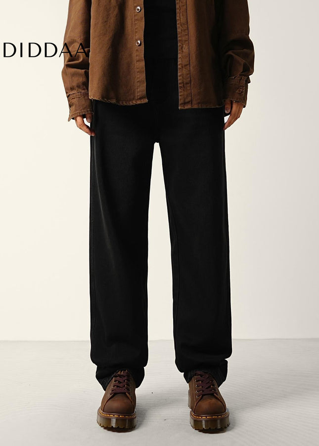 Black Loose Wide Straight Jeans for Men Casual Trend - Men’s Jeans