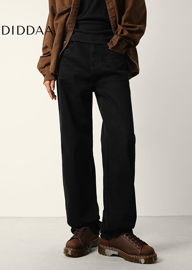 Black Loose Wide Straight Jeans for Men Casual Trend - Men’s Jeans